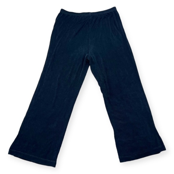 J. Jill Pull On Slinky Stretch Ankle Pants Elastic Stretch Black Liquid Knit - Picture 2 of 7